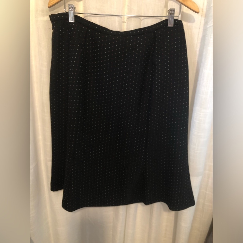 Dressbarn Black A-Line Skirt with Re and White Dots - Picture 6 of 8